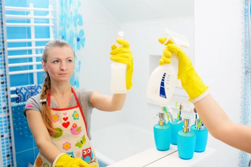 Carpet cleaning technician applying health and safety procedures